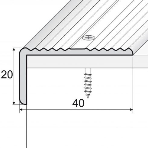 Alumínium lépcső élvédő A33 ezüst - 900x20x40 mm
