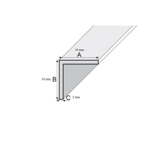 Derékszög profil - alumínium, ezüst - 2700x30x30x2 mm PP