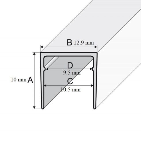 U profil B61 - 10x12,9x10,5x9,5 mm (2 m)