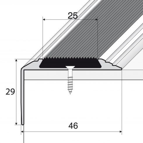 Alumínium lépcső élvédő A38 arany - gumi betéttel 900x46x29 mm