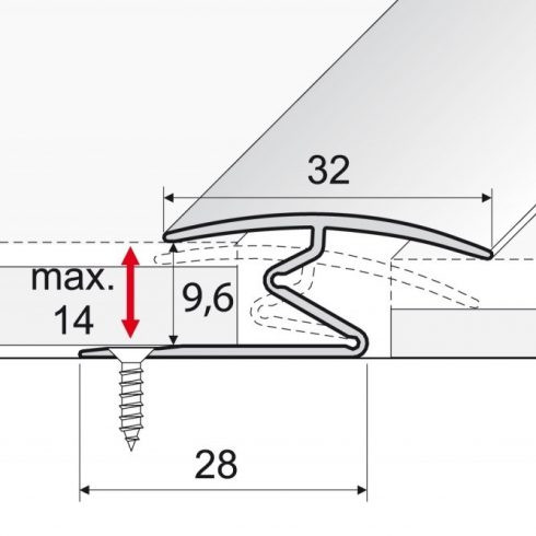 Burkolatváltó profil A69 ezüst - 900x32x14 mm