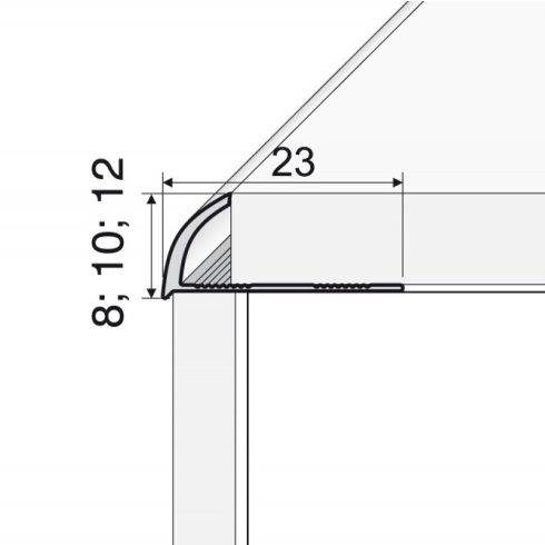 Alumínium íves élvédő - 2700x10 mm polírozott króm elox