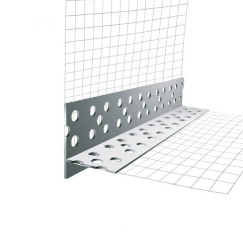 Hálós élvédő PVC hálóerősítéssel vízorros - vakolható éllel - 2000x100x100 mm