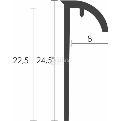 Műanyag csempe élvédő 8 mm - manhattan - 278 cm