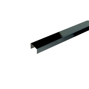   Listello bordűr profil 10x8 mm, magasfényű fekete rozsdamentes V2A 2,5 m