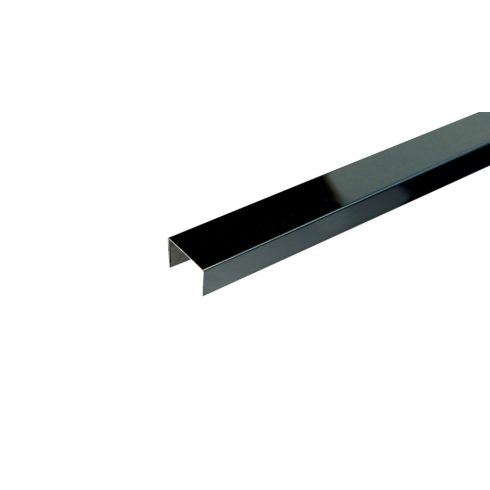 Listello bordűr profil 10x8 mm, magasfényű fekete rozsdamentes V2A 2,5 m