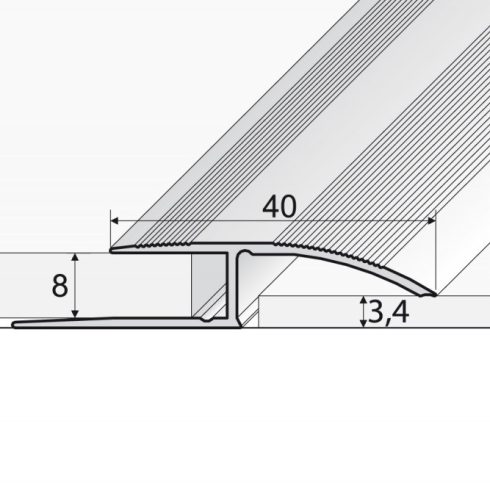 Burkolatváltó profil A62 ezüst - 2700x40x8x4 mm