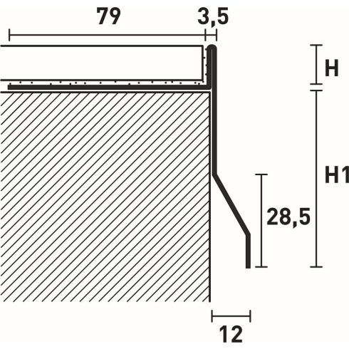 Alumínium teraszprofil - 2700x10 mm hamuszürke PP