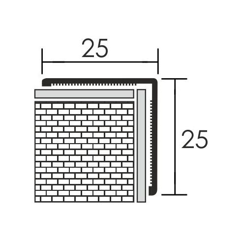 Derékszög profil - alumínium, ezüst - 2700x25x25x2 mm PP