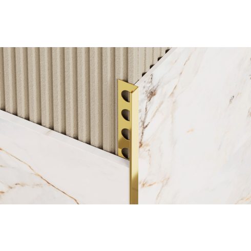 Rozsdamentes L élvédő - 2500x10mm inox tükör arany