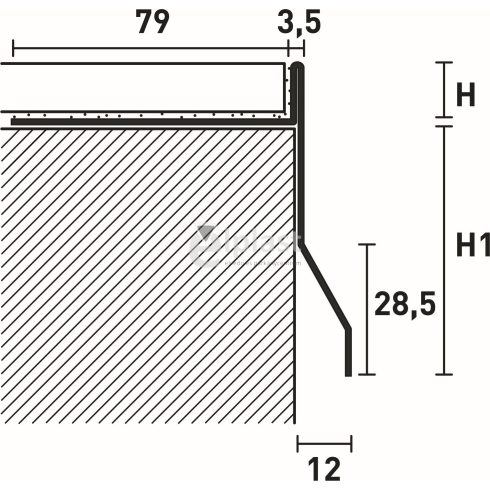 Alumínium teraszprofil - 2700x10 mm antikszürke PP