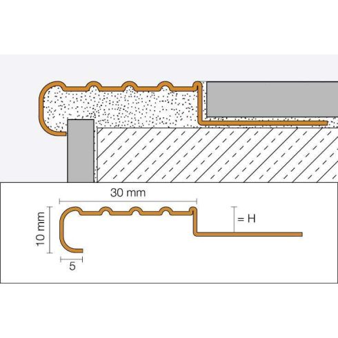 Schlüter TREP-E - 2500x8 mm saválló nemesacél lépcső élvédő