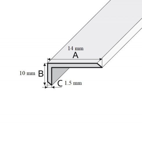 B25 Derékszög profil - alumínium, ezüst 2000x10x14x1,5 mm