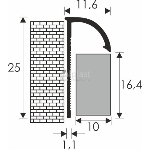 Műanyag csempe élvédő 12 mm - krémszín - 278 cm