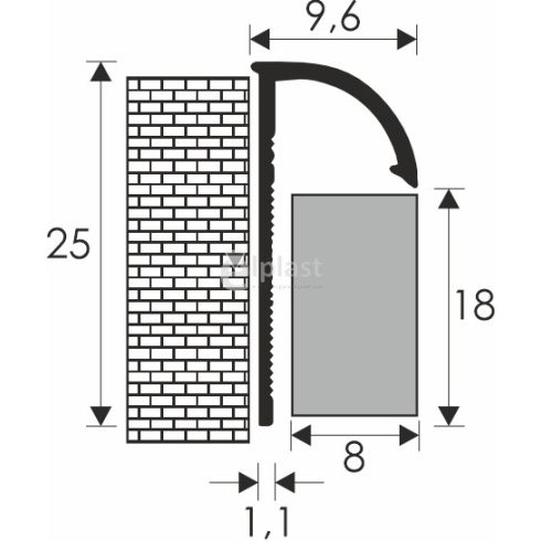 Műanyag csempe élvédő 8 mm - vanília - 278 cm