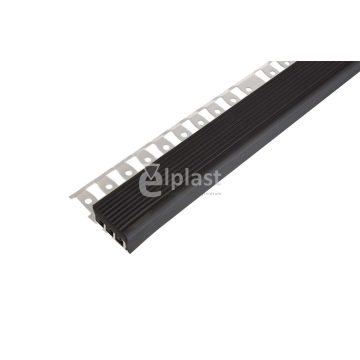   Aspro gumibetétes lépcsőprofil alumínium talppal fekete gumival 25x12 mm 2,5 m