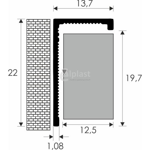 Rozsdamentes L élvédő - 2500x12,5mm inox tükör arany