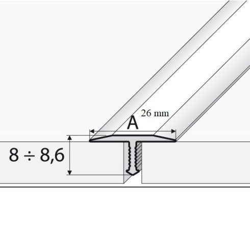 Burkolatváltó T profil A56 natúr - 2500x26 mm