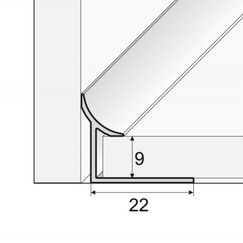 Alumínium belső sarok A96 - 2500x9 mm natúr