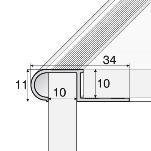Alumínium lépcső élvédő A81 ezüst - 2500x10 mm