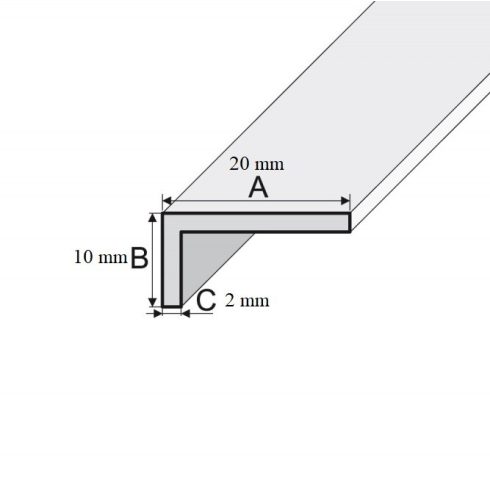 B23 Derékszög profil - alumínium, ezüst 2000x20x10x2 mm