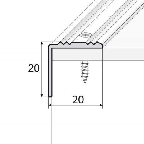Alumínium lépcső élvédő A30 - 20x20 mm - több méretben és színben