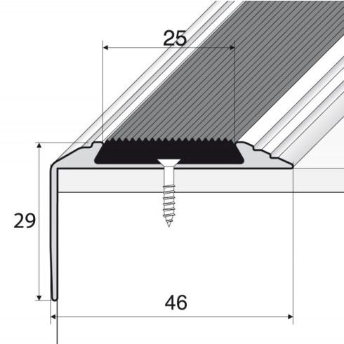 Alumínium lépcső élvédő A38 gumi betéttel - 46x29 mm - több színben és méretben